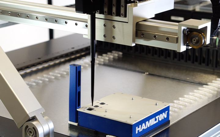 liquid handling robot during xyz calibration