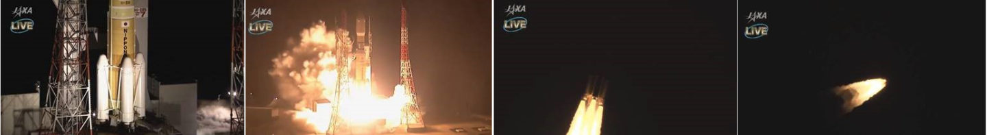 Four images showing the supply flight launch carrying Hamilton sensors to the ISS.
